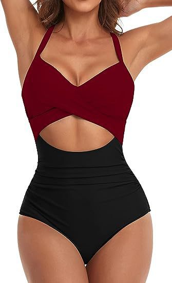 Damen Einteiliger Badeanzug mit elegantem Wickelschnitt R&B