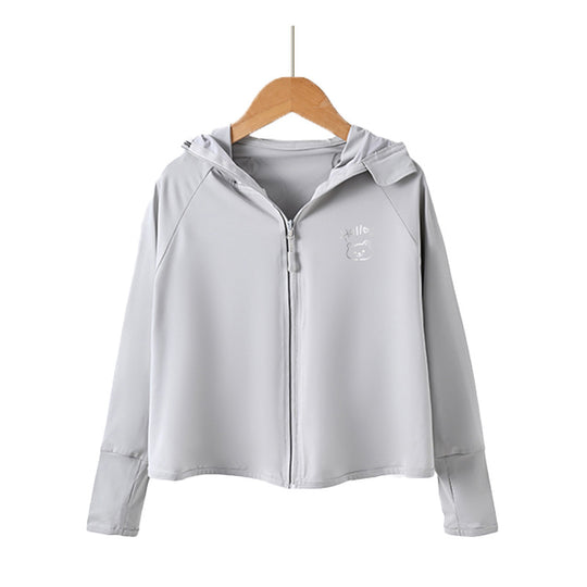 Damen leichte Sportjacke mit Kapuze und dezentem Motiv R&B