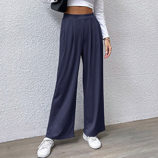 Damen weite Chinohose mit elegantem Faltenwurf und hohem Bund R&B