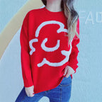 Damen gemütlicher Pullover mit verspieltem Motiv R&B