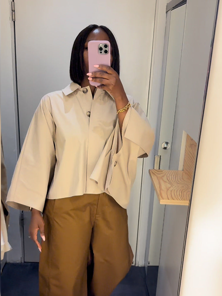 Damen Cropped Bluse mit voluminösen Ärmeln R&B