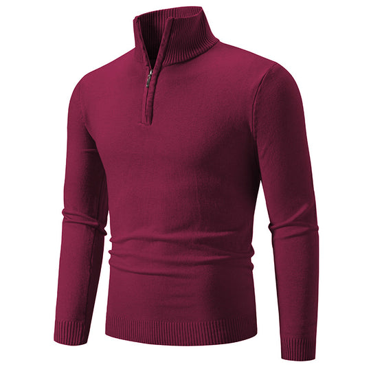 Herren Strickpullover mit hohem Kragen und praktischen Reißverschluss R&B