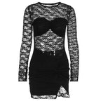 Damen Spitzenkleid mit tiefem Ausschnitt und figurbetontem Schnitt R&B