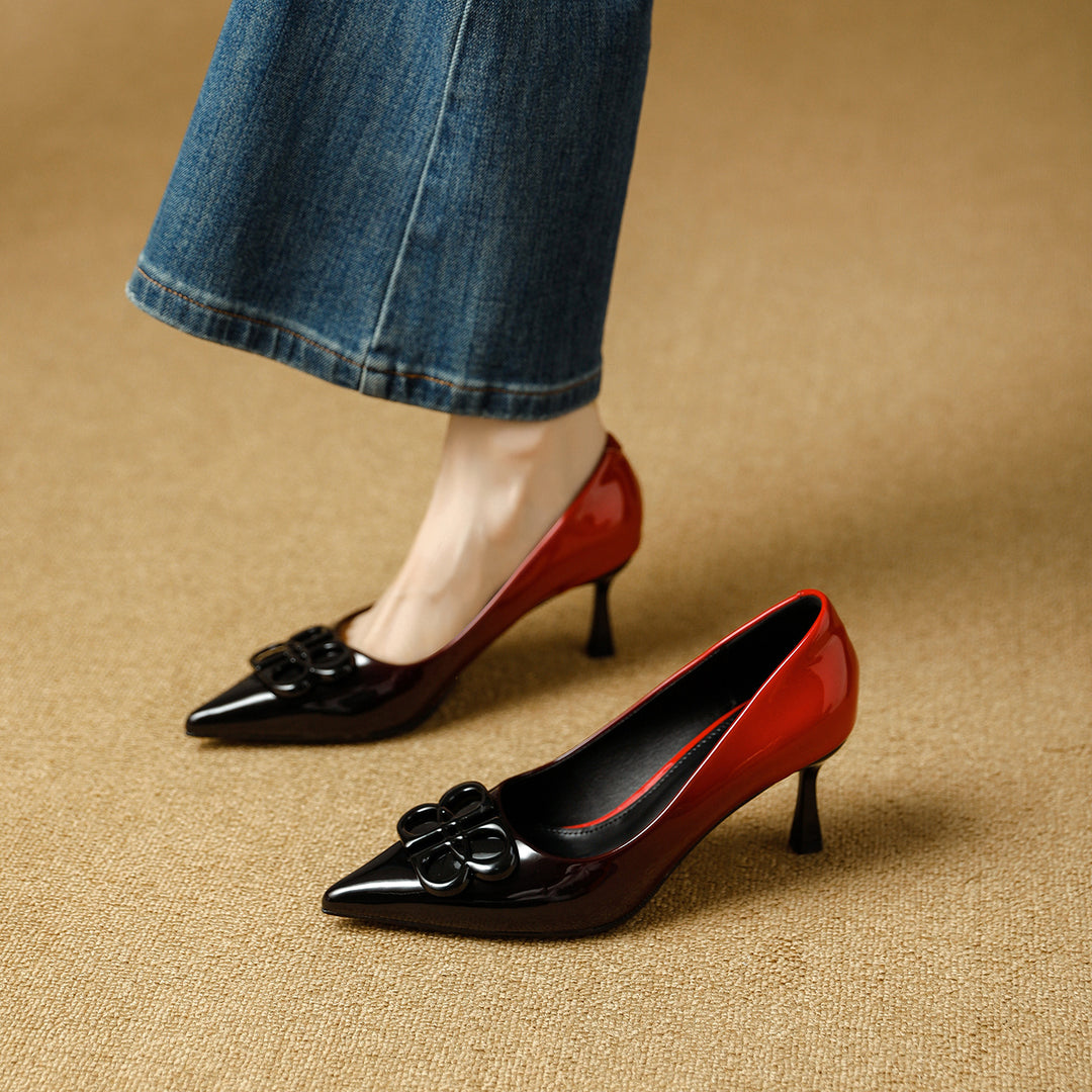 Damen Elegante spitze Pumps mit glamourösem Schleifenakzent R&B