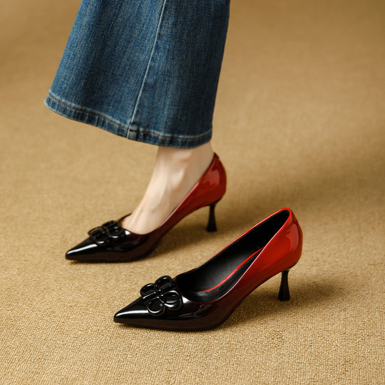 Damen Elegante spitze Pumps mit glamourösem Schleifenakzent R&B