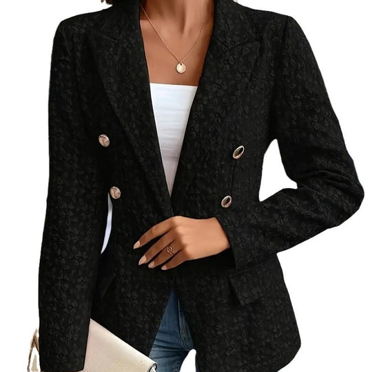 Damen Eleganter Blazer mit strukturiertem Muster und doppelter Knopfleiste R&B