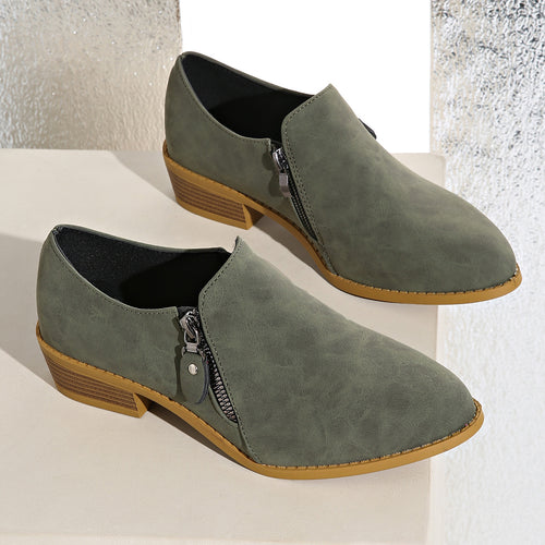 Damen Biker-Stiefeletten mit modischem Reißverschluss und bequemer Sohle R&B