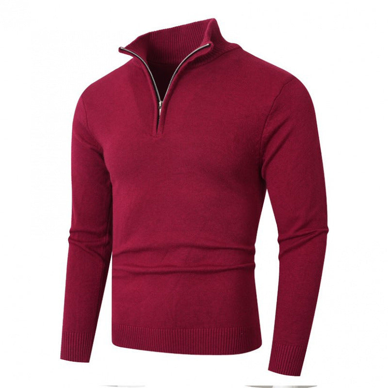 Herren modischer Strickpullover mit hohem Kragen und Reißverschluss R&B
