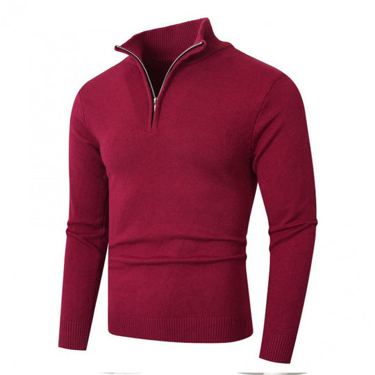 Herren modischer Strickpullover mit hohem Kragen und Reißverschluss R&B
