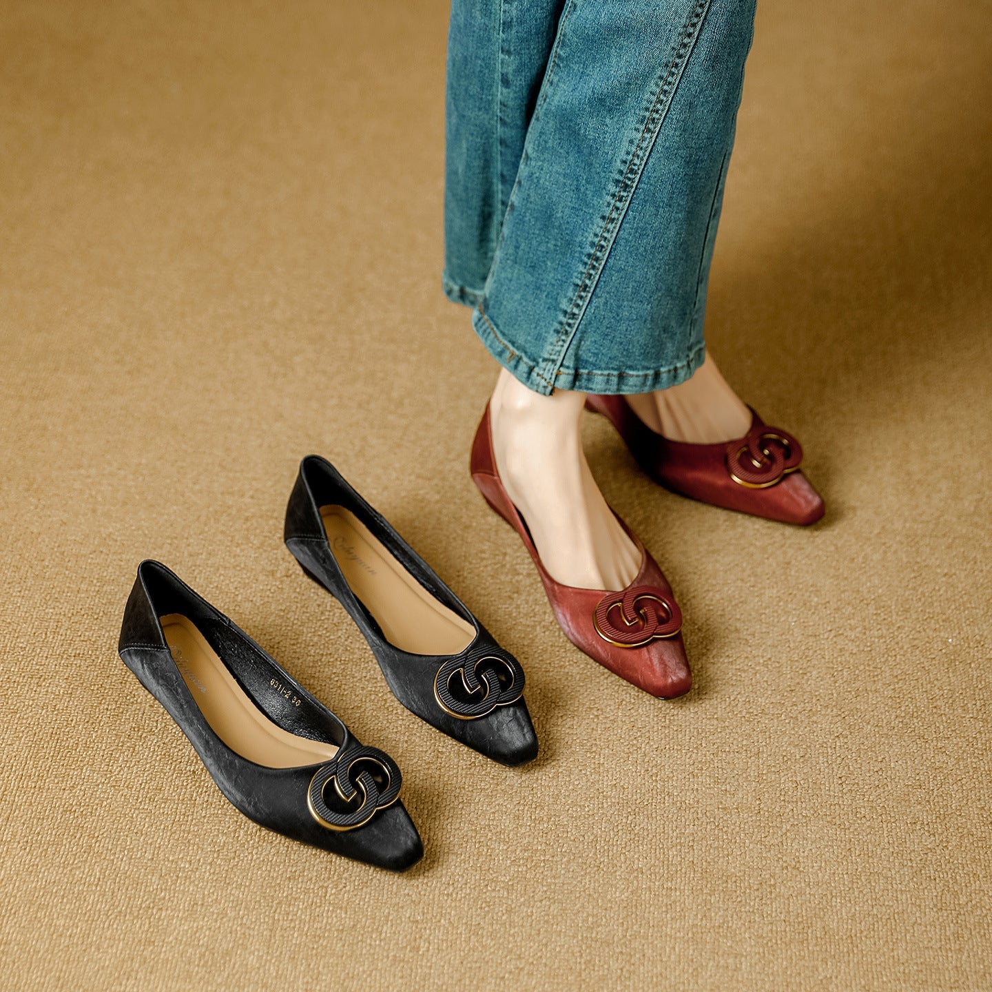 Damen Elegante Ballerinas mit luxuriösem Schmuckdetail