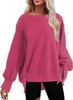 Damen Oversize Sweatshirt mit Ballonärmeln und seitlichen Schlitzen R&B
