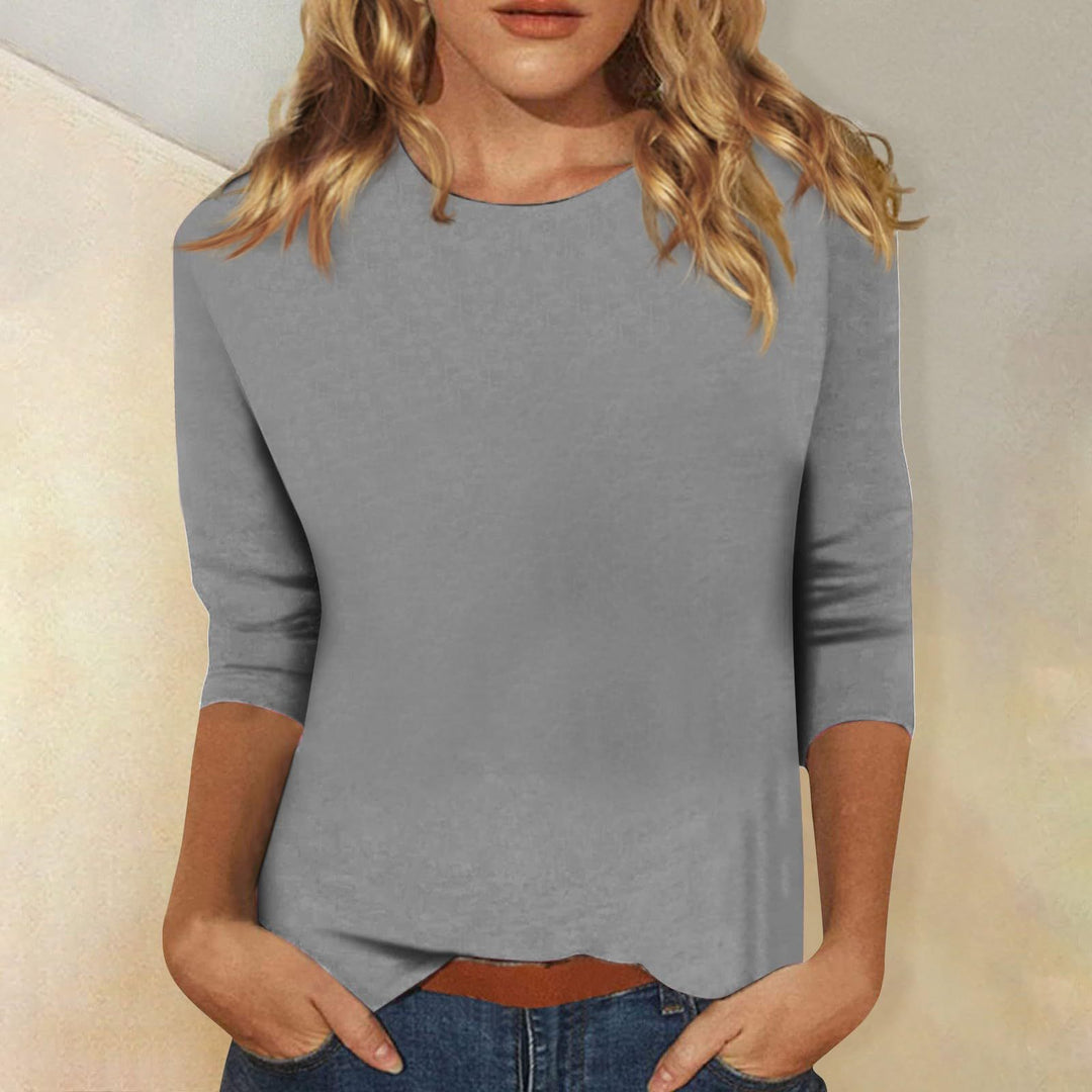 Damen Lockeres Baumwollshirt mit 3/4-Ärmeln R&B