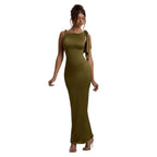 Damen Maxikleid mit asymmetrischem Trägerdesign und elegantem Silhouette R&B