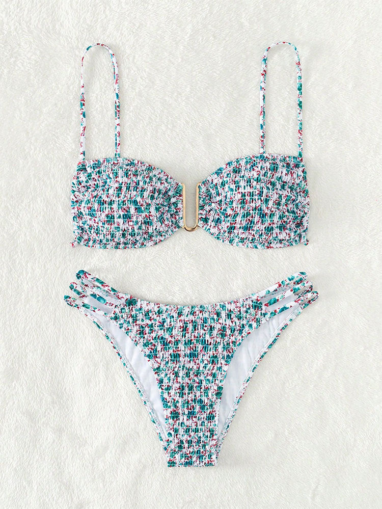 Damen Bandeau-Bikini mit raffiniertem Rüschendesign und modischen Schnürdetails R&B