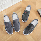 Damen lässige Slip-On Schuhe mit elastischem Einsatz und modischem Denim-Design