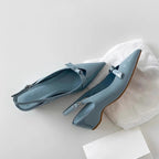 Damen Slingback-Pumps mit eleganter Schleifenverzierung und spitz zulaufendem Design