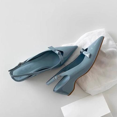 Damen Slingback-Pumps mit eleganter Schleifenverzierung und spitz zulaufendem Design R&B
