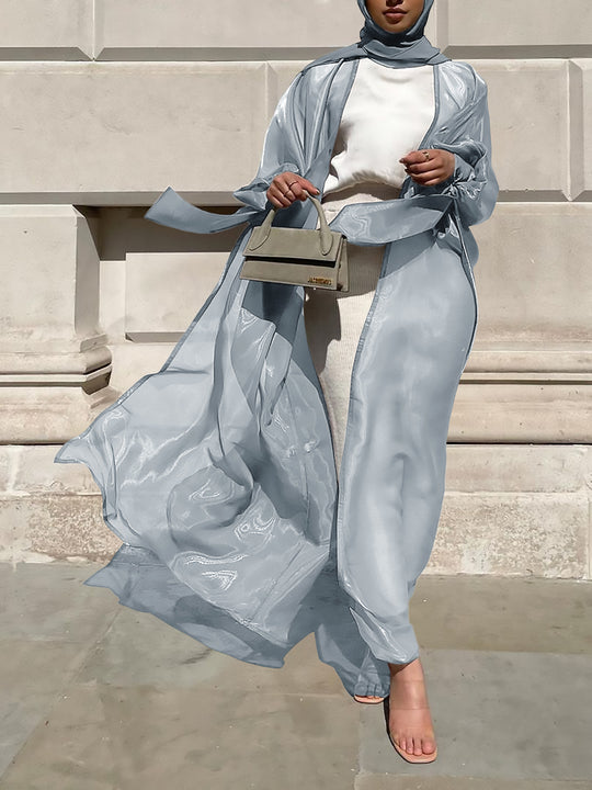 Damen Luftige Kimono-Jacke mit filigranem Design und weiten Ärmeln R&B