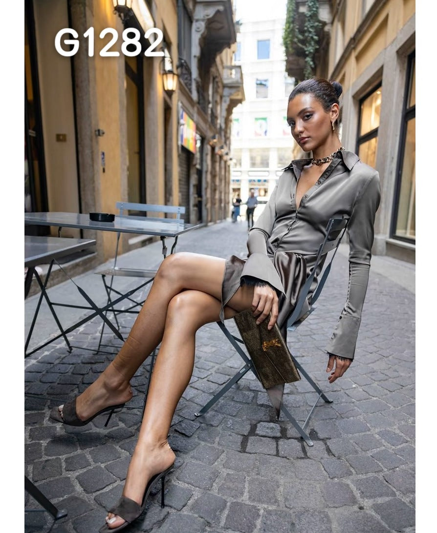 Damen Elegante Corsage-Bluse mit transparenten Ärmeln R&B