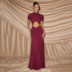 Damen Elegantes Maxi-Kleid mit Cut-Out und Raffungen R&B