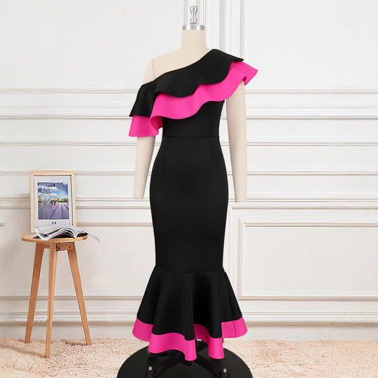 Damen Exquisites schulterfreies Wickelkleid mit voluminösem Rüschensaum R&B