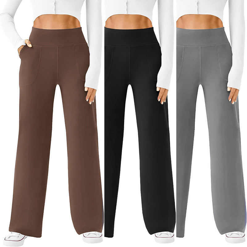 Damen bequeme Freizeithose mit seitlichen Taschen und elastischem Bund R&B