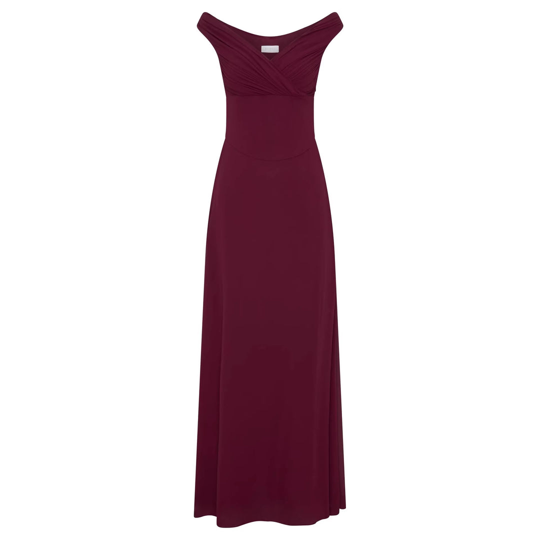 Damen Elegantes Off-Shoulder Maxikleid mit fließendem Schnitt R&B