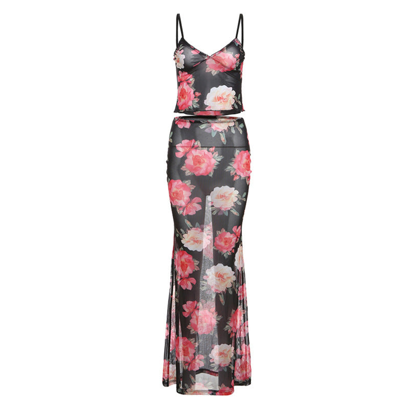 Damen Transparente Maxikleid mit floralem Muster R&B