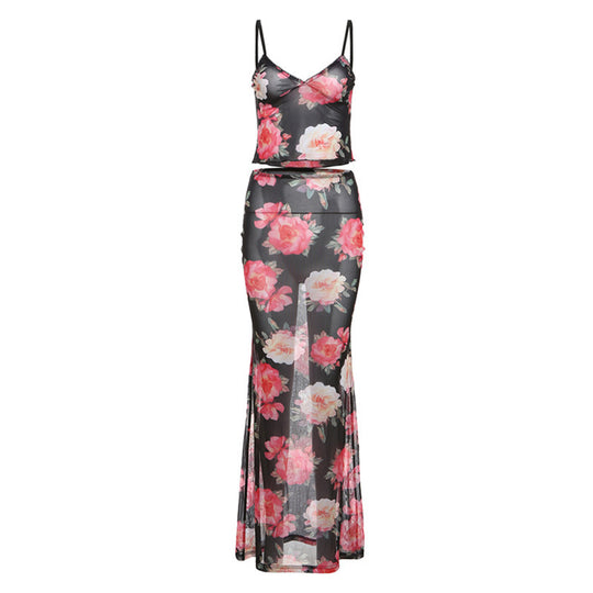 Damen Transparente Maxikleid mit floralem Muster R&B