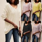 Damen luftiger Strickpullover mit Rippstruktur und asymmetrischem Saum R&B