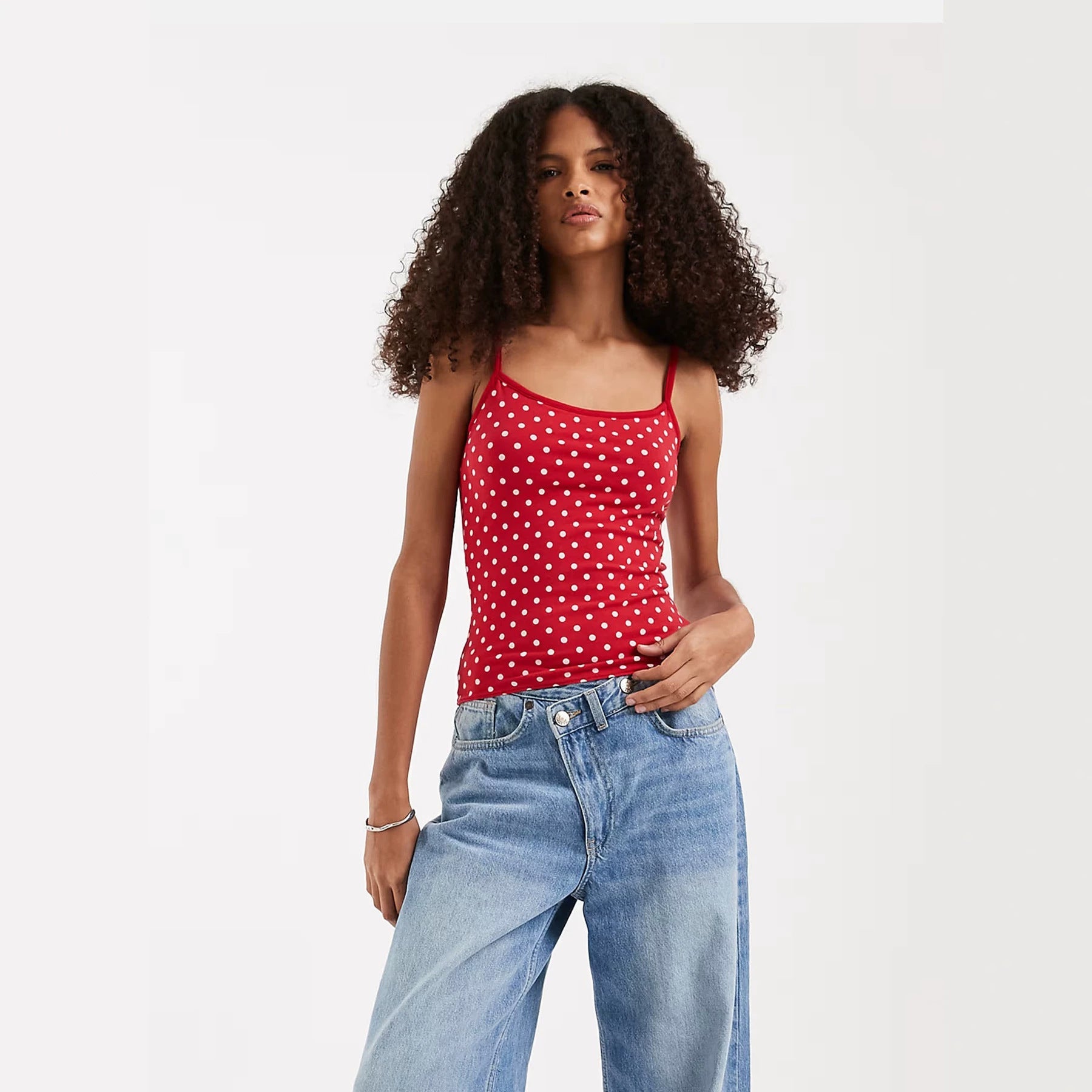 Damen Spaghettiträgertop mit Polka-Dots R&B