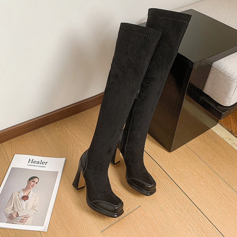 R&B | Über-die-Knie-Stiefel mit Blockabsatz