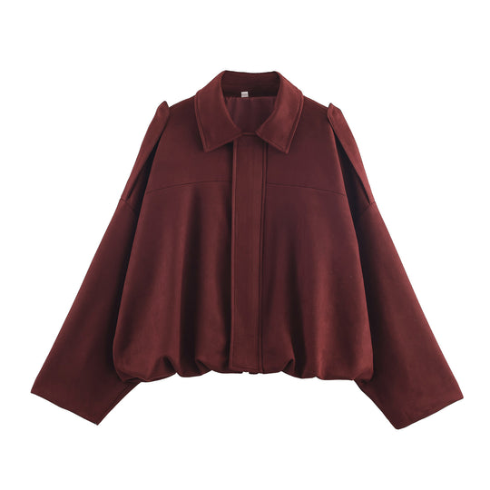 Damen lässige cropped Blousonjacke mit modernem Stehkragen und eleganten Schulterdetails R&B