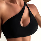 Damen Cropped Badeoberteil mit asymmetrischem Design und elegantem Cut-Out