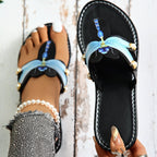 Damen Mode-Zehentrenner-Sandalen mit floralem Design und eleganten Perlenakzenten R&B