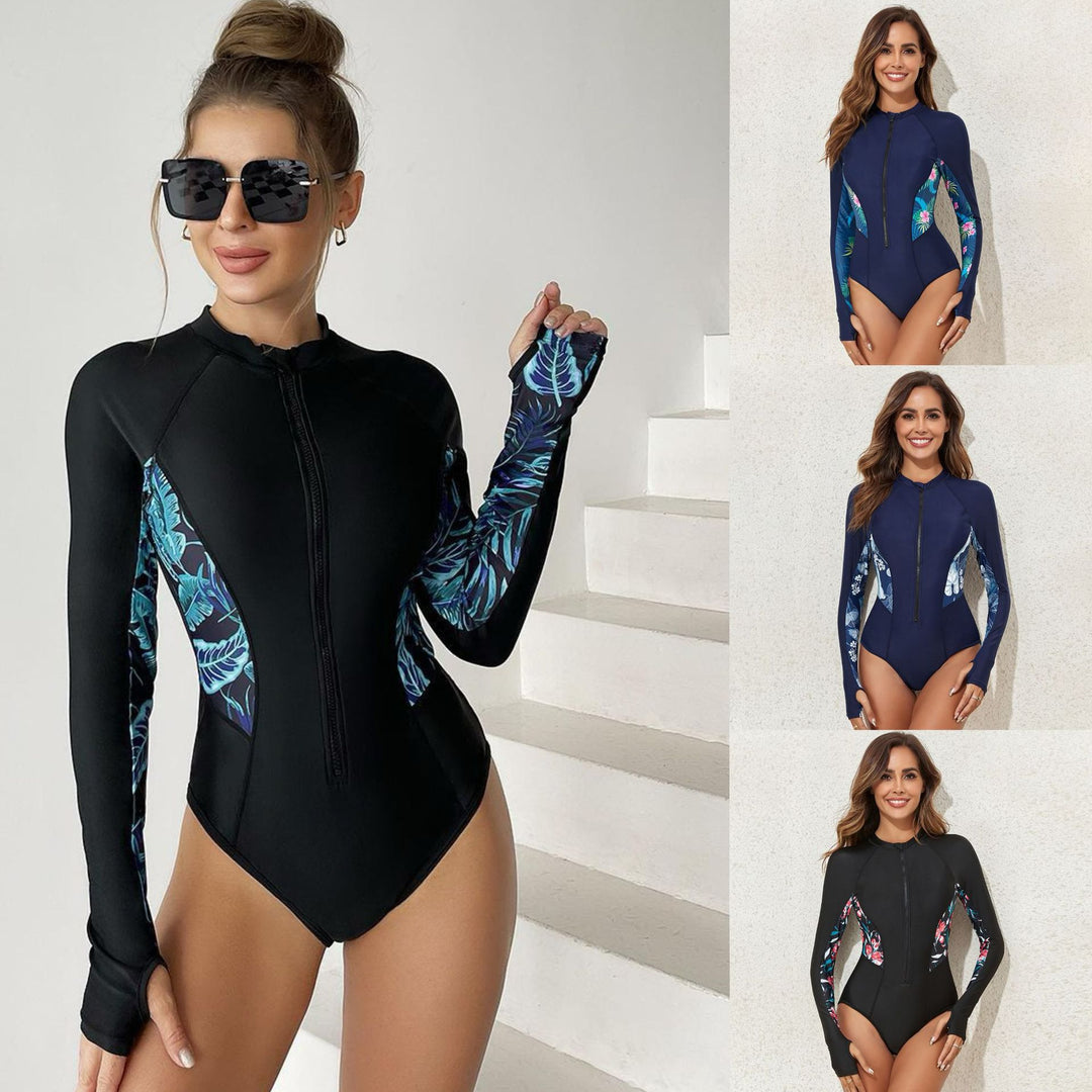 Damen Langarm-Schwimmanzug mit floralem Design R&B 1781081990