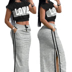 Damen Sportliches Oberteil und Bequeme Maxirock R&B