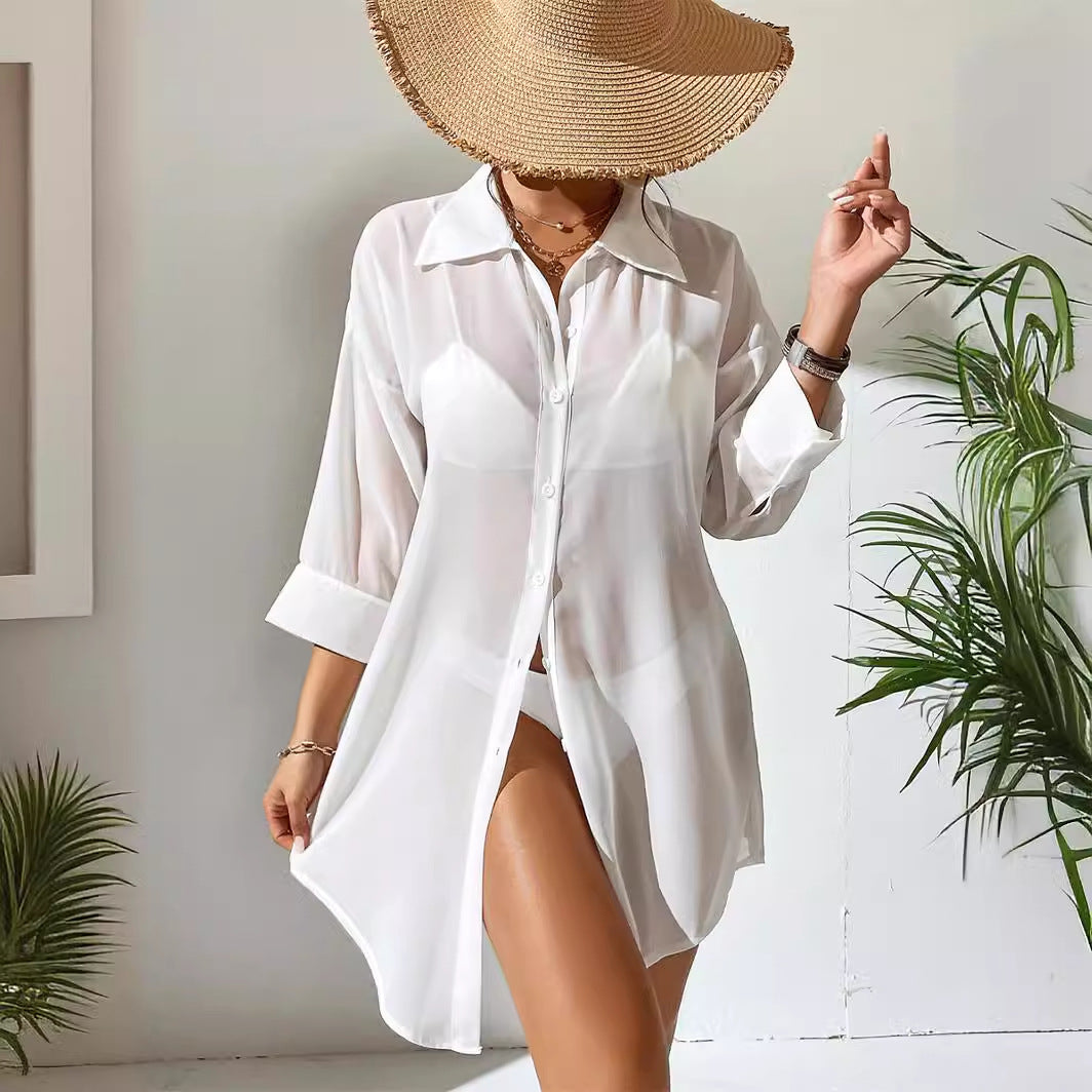 Damen transparenter Strandüberwurf R&B