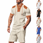Herren lässiges Sport-Set mit dezenten Kontrastdetails und funktionalem Kragen