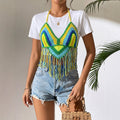 Damen gehäkeltes Crop-Top mit Fransen R&B