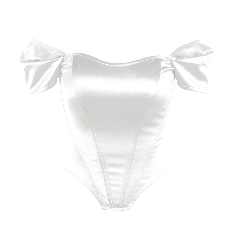 Damen elegantes Satin-Bustier mit Schulterdetails R&B