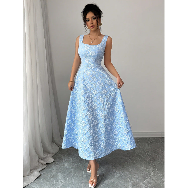 Damen Elegantes Maxikleid mit floralem Stickdesign und A-Linien Schnitt R&B