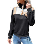 Damen lässiger Pullover mit modernem Kragen und dekorativem Patch R&B