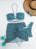 Damen Bikini-Set mit Bandeau-Top und verstellbarem Wickelrock R&B