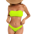 Damen Bandeau-Bikini mit hohem Beinausschnitt und strukturierter Textur R&B
