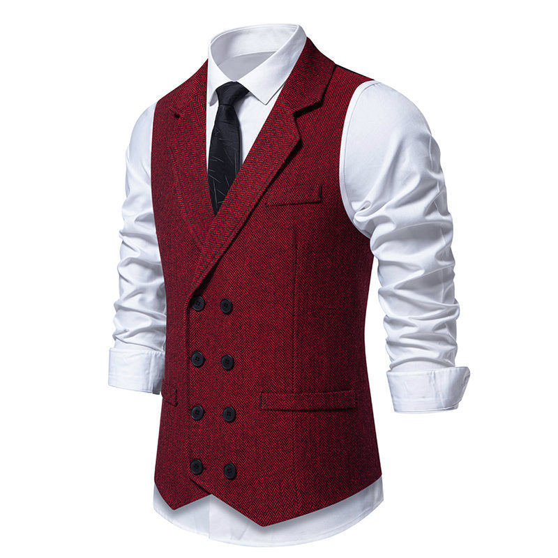 Herren elegante Herringbone-Weste mit doppelter Knopfleiste R&B
