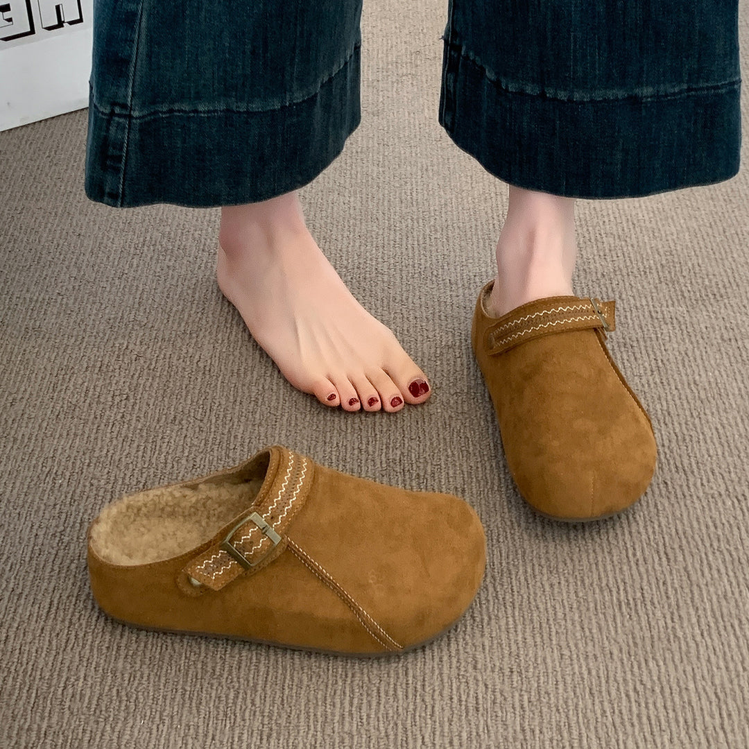 Damen Komfort Clogs mit warmem Innenfutter und modischer Schnalle R&B