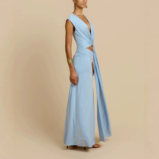 Damen Maxikleid mit raffiniertem Wickeldetail R&B