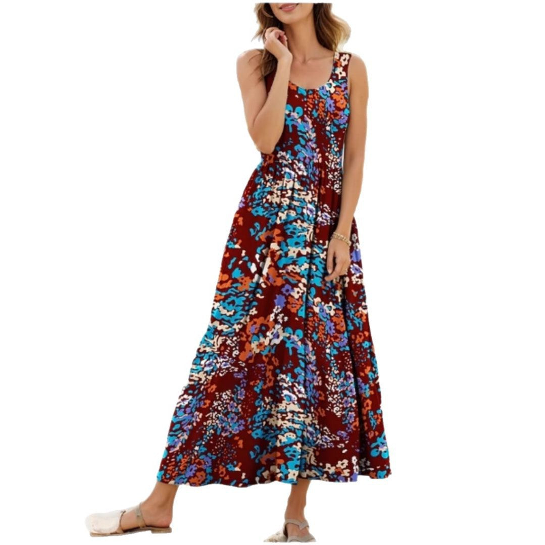 Damen Maxikleid mit verspieltem Blumendesign und weitem Rockabfall R&B
