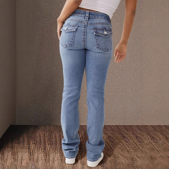 Damen High-Waist Jeans im Vintage-Look mit figurbetontem Schnitt R&B